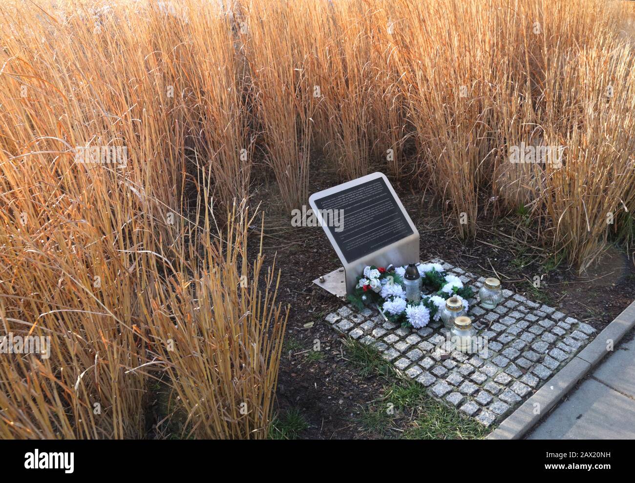 Cracow. Krakow. Poland. Former Cracow`s ghetto in Podgorze district. The memorial at location of no existing jewish orphanage. Stock Photo